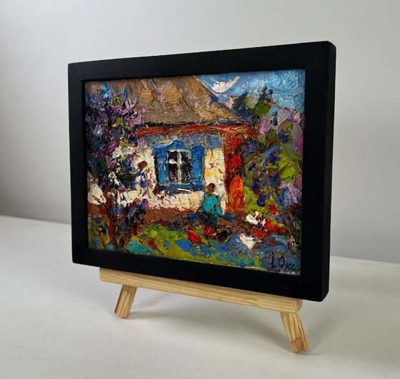 Image 1 of Original Oil Painting Summer House Landscape Warm in every ray and smile