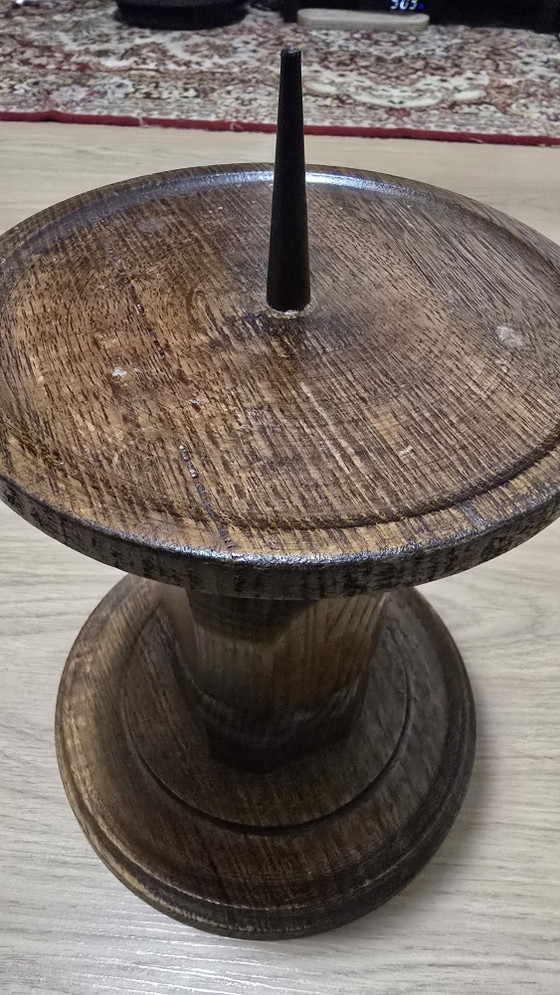 Vintage Brutalistische Houten Kerk Kandelaar - Massief Eiken (28cm) – Kandelaars en kaarsen (photo 3 of 13)