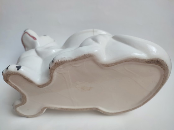 Pot de fleurs vintage en céramique blanche avec un chien kitsch – Cache pots, Ceramic (photo 8 of 8)
