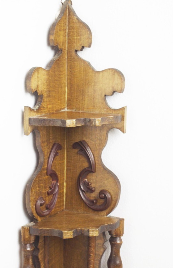 Scaffale Angolare Vintage da Parete Legno Barocco Curio Etagère Ornato Sospeso Display – Armadi a muro, Wood (photo 8 of 10)