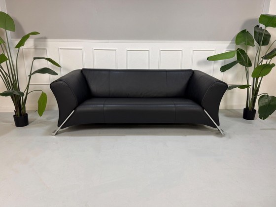 Image 1 of Divano di design in pelle nera Rolf Benz 322