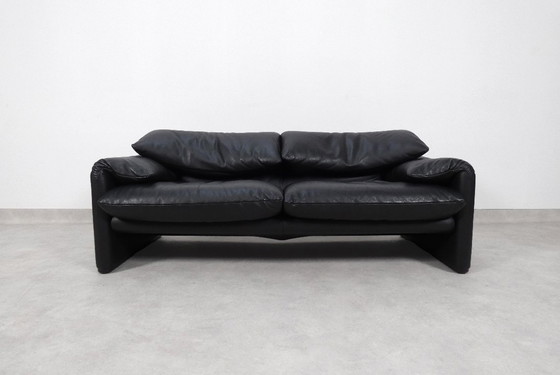 Image 1 of Set di 2 Cassina Maralunga 2,5 posti - pelle nera