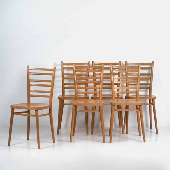Vintage style dining chairs (c.1950). Set of 6 pieces #2 – Wood, Metal (photo 7 of 15)