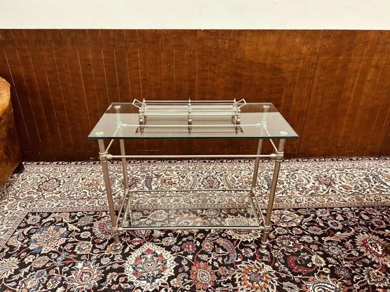 Eichholtz Regency Sidetable table pewter glas, Side tables, Metal, Silver, Hollywood Regency (photo 3 of 12)