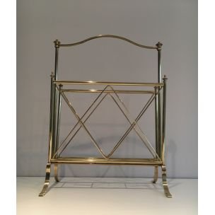 Image 1 of Vintage Neoclassical brass magazine rack, 1940