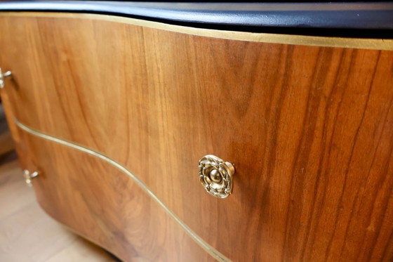 Image 1 of Tocador Art Déco restaurado de nogal con espejo