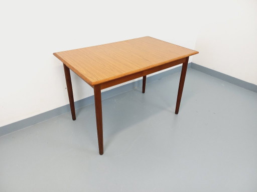 Rectangular dining table in vintage Scandinavian style, made of teak and melamine, from the 1950s and 60s.
