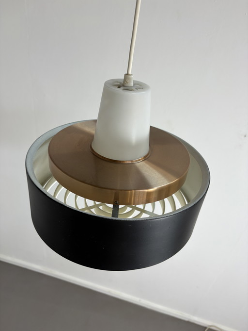 Vintage Deense Hanglamp Metaal met Kunststof