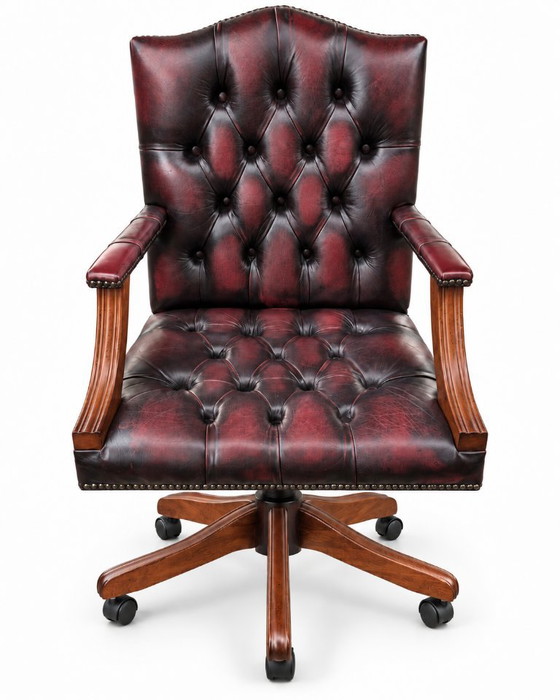 Fauteuil de Capitaine Vintage en Cuir Oxblood par Centurion Furniture PLC – Chaises de bureau, Leather, Wood (photo 5 of 7)