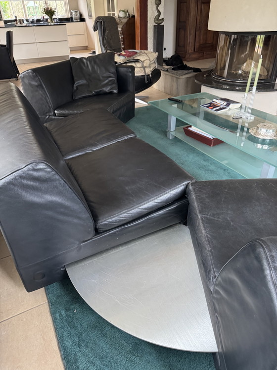 Image 1 of Sehr luxuriöses 4-Sitzer-Sofa aus schwarzem Leder
