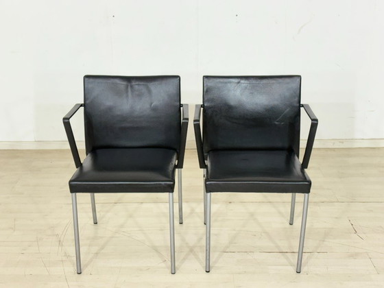 Image 1 of 8 elegante design vergaderstoelen in zwart leer