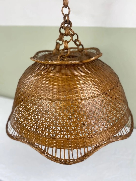 Sospensione vintage in canna – Lampade a sospensione, Wicker, Rattan, Bohemian (photo 16 of 17)
