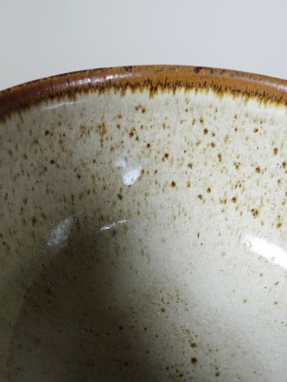 Image 1 of Set of 4 vintage glazed stoneware cider bowls/ice cream cups with stems