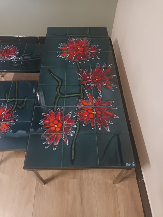 Image 1 of Vintage coffee table Adri with tiles