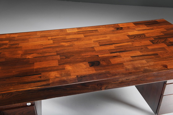 Image 1 of Stunning Desk Table In Brazilian Rosewood By Jean Gillon For Italma Woodart.