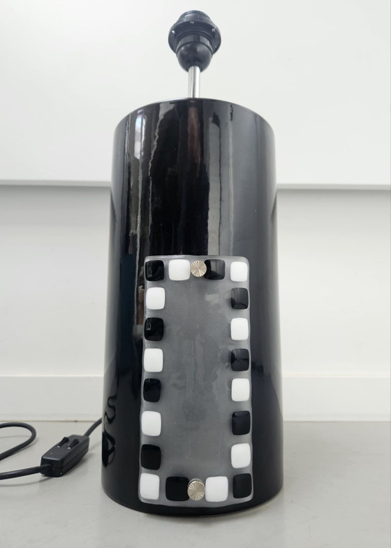 Vintage Brutalist Table Lamp Cerámicas Bondia 1970s, Ceramic, Black (photo 9 of 14)