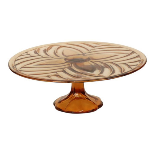Plato para pastel Art Déco color ámbar naranja