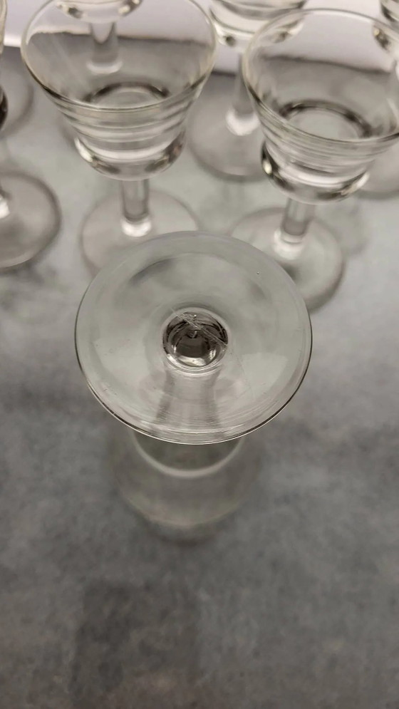 11 bicchieri da liquore da bistrò anni '20-'30 – Bicchieri e caraffe, Crystal, Glass, Vintage (photo 3 of 7)