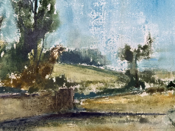 Image 1 of Eugène Eechaut (1928-2019) Aquarelle Paysage, 1973