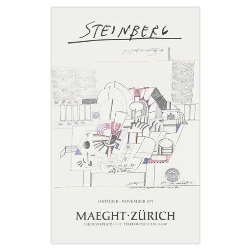 Saul STEINBERG Expo - Maeght Zürich Poster 1971