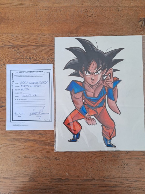 Image 1 of Nunzio MACCIONI - Goku Meets Picasso - Ingelijste kunstenaarstekening