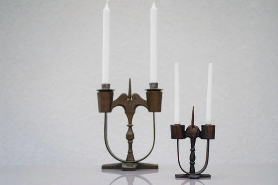 Image 1 of Bougeoirs en bois suédois de Taserud, 1955, lot de 2