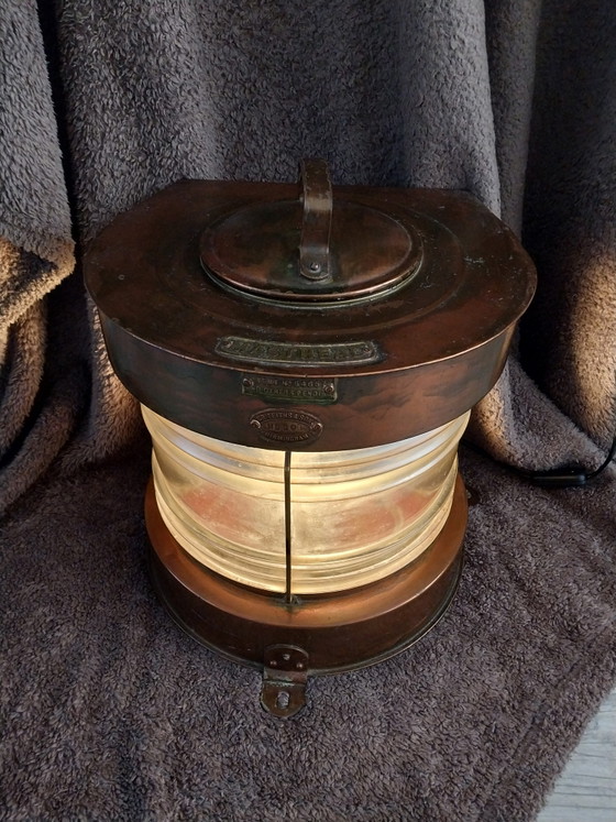 Masthead ship's lantern '20s/'30s, Griffiths & Sons, Table lamps, Glass, Brass, Brown (photo 7 of 7)