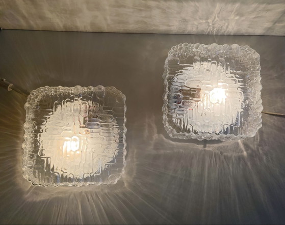 Plafonnier ou applique en verre moulé - design 70's, Transparent (photo 3 sur 10)