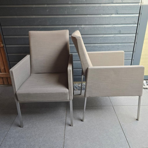 2 pcs Garden chairs 4SO taupe- stainless steel incl covers