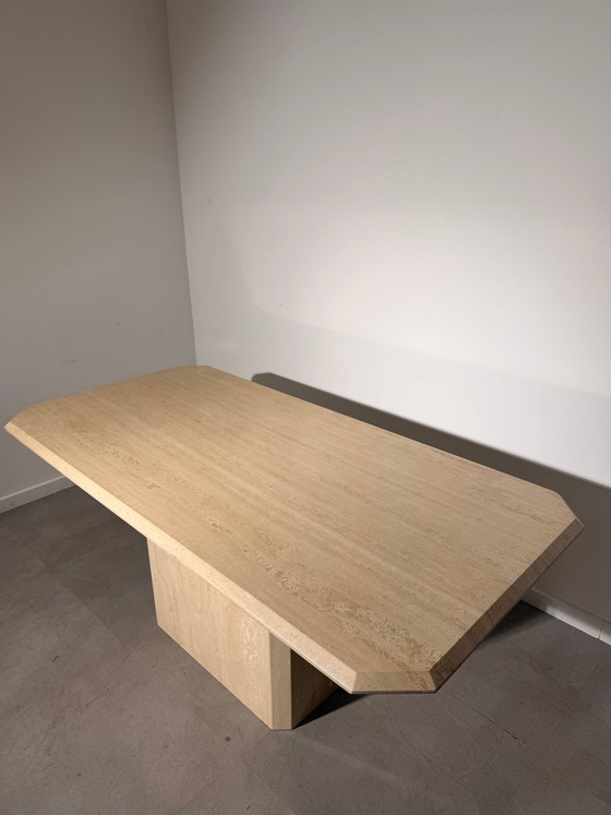 Vintage Travertine Dining Table – Wood (photo 4 of 5)