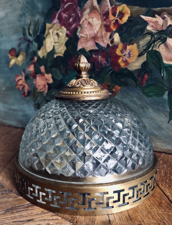 Image 1 of Lámpara de techo antigua de cristal y bronce de Maison L.GAU