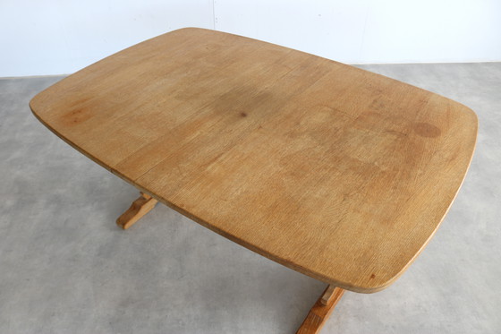 Image 1 of brutalist oak extendable dining table
