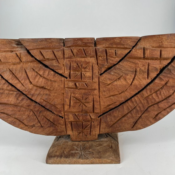 Vintage Menora (7-armig) / Kandelaar in brutalistisch design / Volkskunst – Decoratieve objecten, Wood (photo 11 of 11)