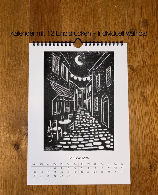 Kalender 2026 Linoldruck 