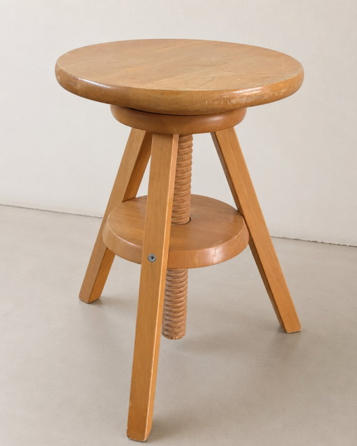 Sgabello allungabile vintage anni '70 in legno massello
