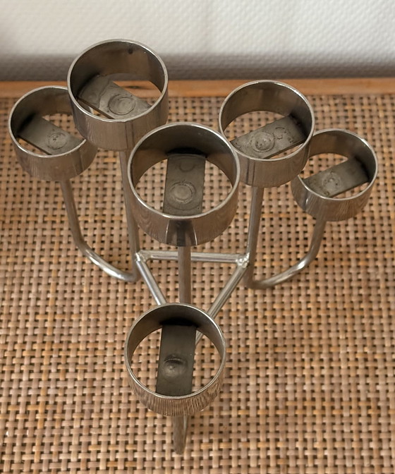 Image 1 of Tommy Larsen Design of Denmark Chandelier en acier inoxydable chromé Design danois