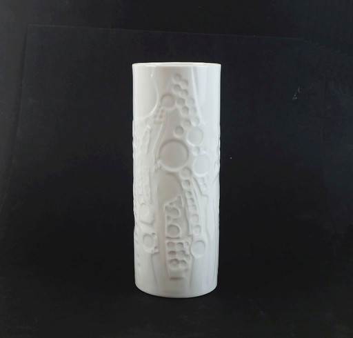 large porcelain vase by gerold-porzellan bavaria abstract relief decor 1960s/1970s model no. 7840/2