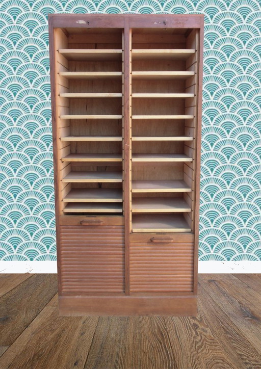 Filing Cabinet - Classeur Administratif, Meuble De Métier Vintage En Bois, 1950