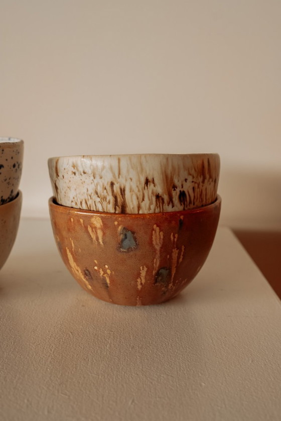 Image 1 of Unique handmade ceramic cappuccino mugs - set of 4