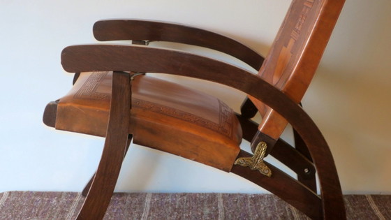Sillón Tiahuanaco de teca y cuero repujado, diseñado por Angel I. Pazmino para Muebles de Estilo, Ecuador, (photo 15 of 19)