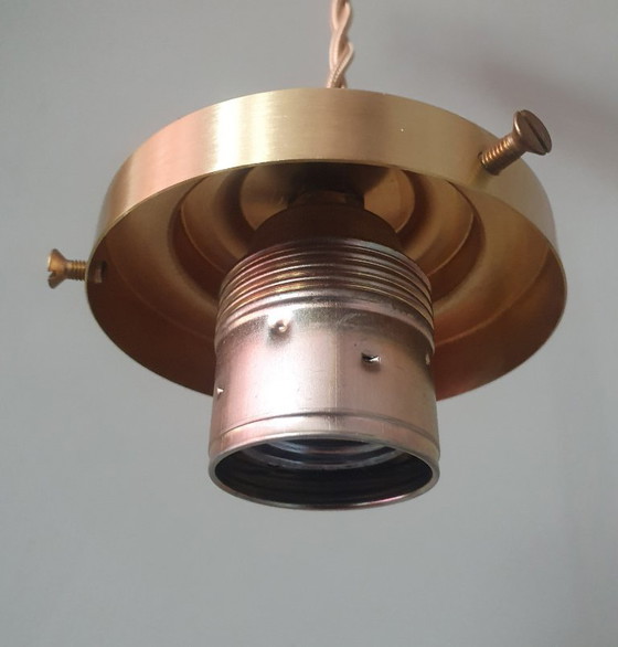 Image 1 of Vintage Art-Deco hanglamp van roze pastel opaline glas.