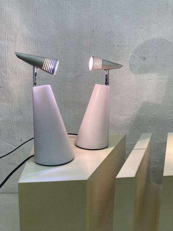 Image 1 of 2 lampade da tavolo alogene Iota dall'Italia anni '80 design Hikaru Mori per Nemo