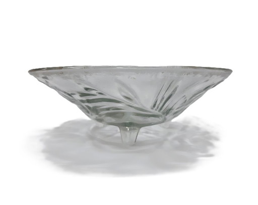 Vintage Obstschale aus klarem Glas auf 3 Beinen