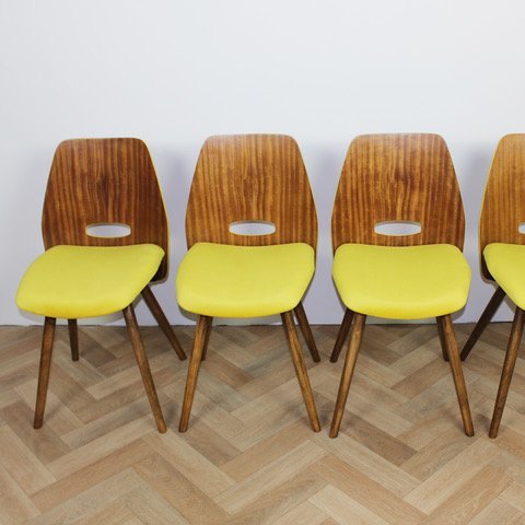 Image 1 of 4x Chaises Table basse Tatra jaune et Opaxite