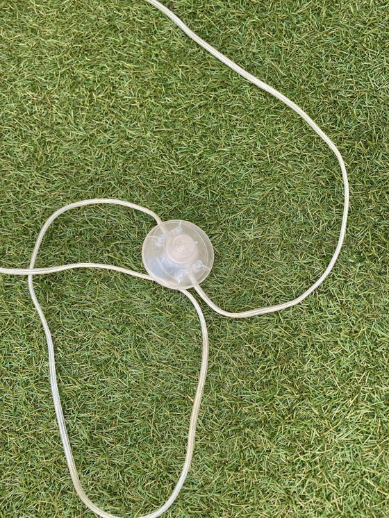 Image 1 of Lampada a sfera vintage con paralume bianco