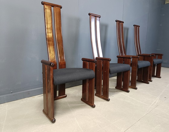 Image 1 of Post modern high back dining chairs, set of 4, 1970s 