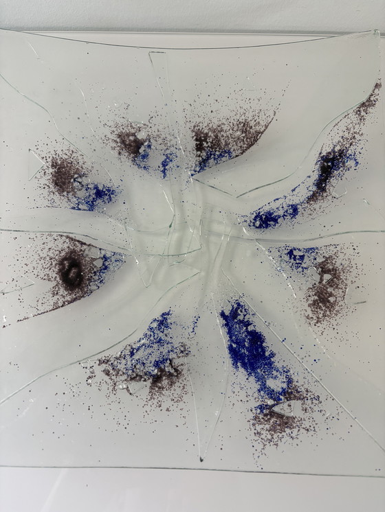 Image 1 of Dekorative Glasschale mit blauen und braunen