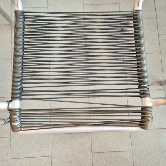 Image 1 of SET VAN 5 VINTAGE SCOUBIDOU FAUTEUILS UIT 1950, GEMAAKT VAN ALUMINIUM EN PLASTIC DRAAD.