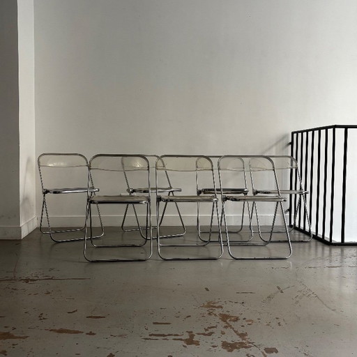 „Plia“-Stühle von Giancarlo Piretti für Castelli – Anonima Castelli, klapstoelen, Metal, Plexiglass