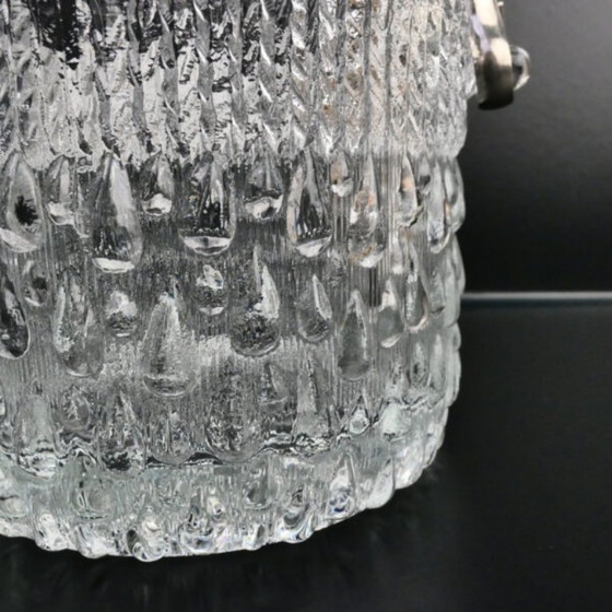 Vintage glass ice bucket drop pattern Teleflora France, Table accessories, Metal, Silver (photo 3 of 6)